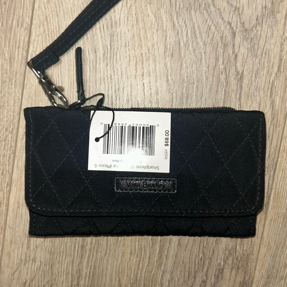 Vera Bradley Black Quilted Wallet Wristlet NWT RFID Card Holder - Picture 2 of 8